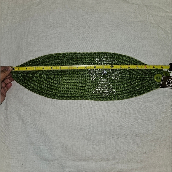 🛍Headband Earwarmer Blinged Cross w  Closure [Green]💚 NWT - Picture 4 of 5